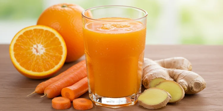 Suco de Laranja Com Cenoura E Gengibre.